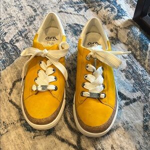 Ara Yellow Sneakers with White Laces